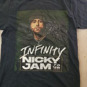 Nicky Jam Black Graphic T-Shirt Small Tour T-shirt